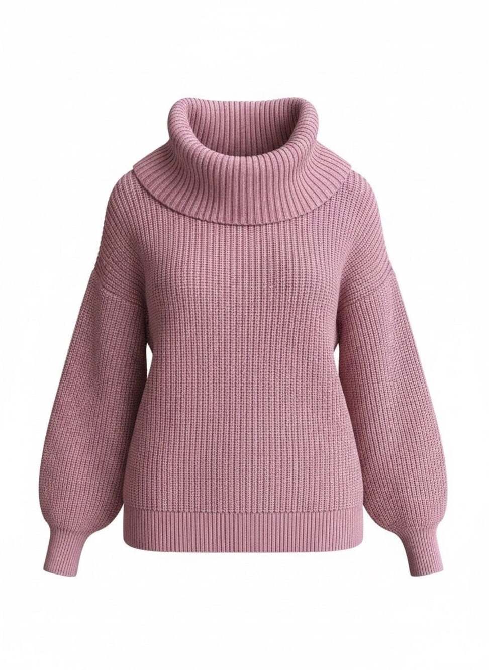 NorthStyle Women’s Small Pink Chunky Knit Cowl Neck 100% Cotton Sweater